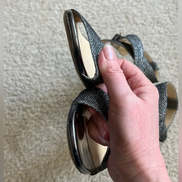 Jimmy Choo Ciara Sandal in Glitter Anthracite - Picture 6 of 7